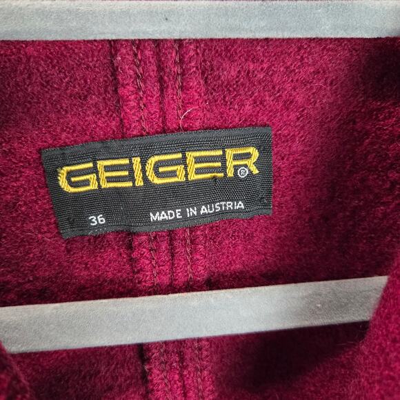 Geiger Austria Pure New Wool Button Front Blazer Lady Jacket Cardigan Knit Berry - Picture 5 of 9